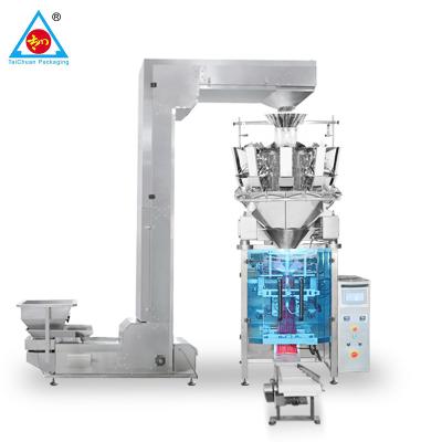 China Automatic Continuous Fill Nitrogen Gas Flushing Potato Chips Aluminum Plastic Bag Heat Sealing Machine packing machine for sale
