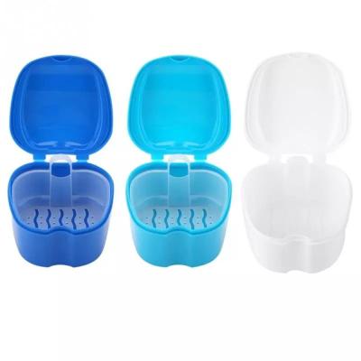 China Dark Blue Denture Bath Case Container For False Teeth Storage Waterproof for sale