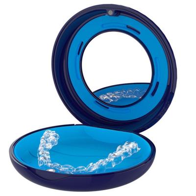 China Slim Blue Dental Retainer Container With Non Toxic ABS Silicone Material for sale