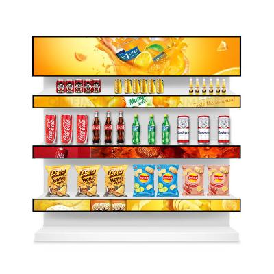 China Touch Screen Stretched Bar LCD Display Supermarket Banner Advertising Media Player Strip for sale
