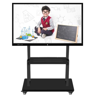 China 75 86 inch 4K mobile stand smart board Windows and android 11 system intelligent interactive flat panel for education for sale