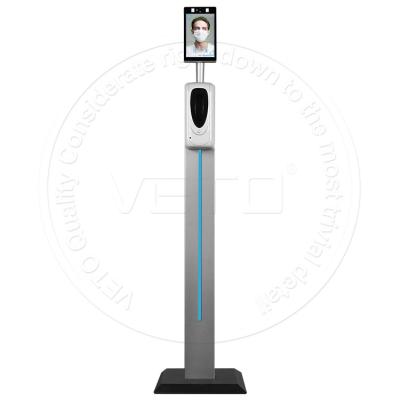 China Public Places IR Face Recognition Body Temperature Measuring Player With Auto Hand Sanitizer for sale