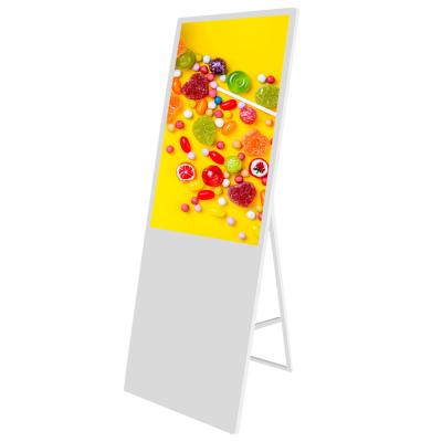 China 55in Floor Stand Signage Advertisement Player Portable Media Lcd Display for sale
