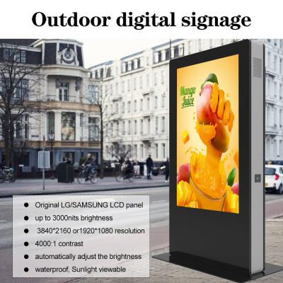 China 55 Inch Advertising Lcd Kiosk Display Large Outdoor Lcd Totem Dustproof Waterproof IP65 IP55 for sale