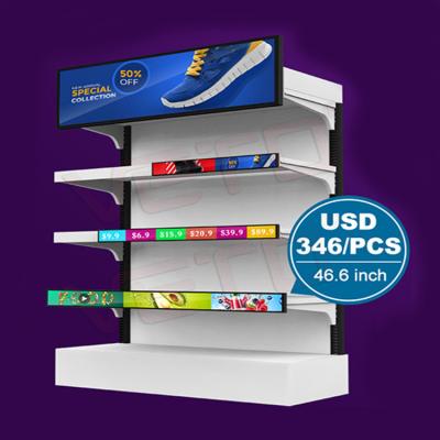 China 46.6 inch shelf edge Stretched Bar LCD Screen Digital Signage Display for sale