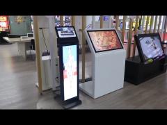 Floor standing 13.3+37 inch dual screen interactive advertising player