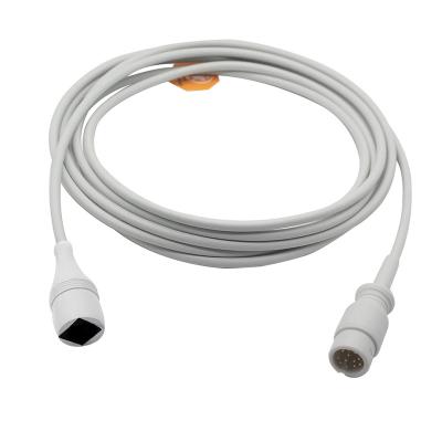 China Comen IBP Invasive Blood Pressure Cable 12 Pin Connector Grey 3m TPU Jacket for sale
