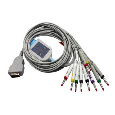 China 15 Pin Ekg Cable One Piece 10 Leads With Banana 4.0 Tpu Jacket 2029893-001 for sale