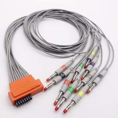 China Cardioline 10 Lead ECG Cable 0.9m Holter Cable Snap Connector for sale