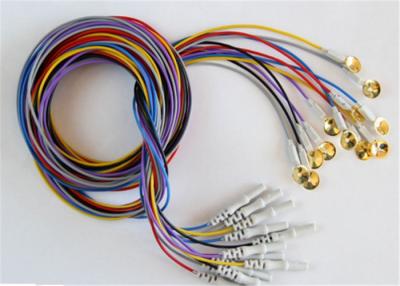 China Cables coloridos de EEG con la astilla que platea los electrodos de la taza que protegen el alambre opcional en venta