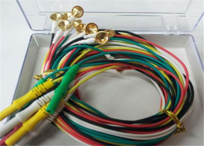 China cabos do EEG de 1.5m TPU com o conector dos elétrodos 2.0mm do cobre de chapeamento do ouro à venda