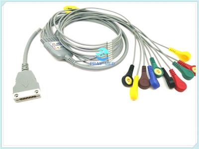 Китай Медный кабель проводника ЭКГ терпеливый, руководство кабеля 10/12 ТПУ ЭКГ Хольтер с кнопкой продается