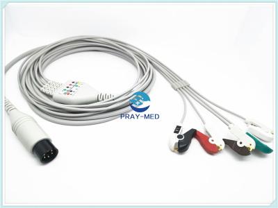 China Round 6 Pin Welch Allyn 5 Lead Zoll Ecg Cable 3.6m Grey White Color for sale