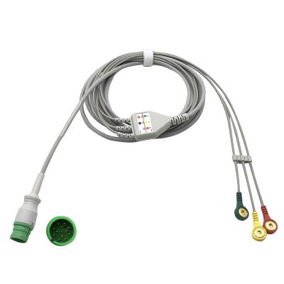 China Round 13 Pin Connector 3.6m 3 Lead ECG Cable For Mediana D500 for sale