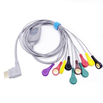 China 10 material médico do cinza TPU dos cabos de Holter Length 1.1m ECG da ligação à venda