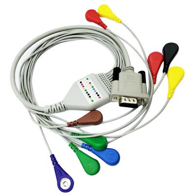 中国 Shidaishuma 15 Pinの長さ0.9m Holter ECGはスナップが付いている10の鉛をケーブルで通信する 販売のため