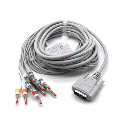 China Nihon Kohden 10 / 12 Lead EKG Cable With Resistor Grabber / Banana 3m/10ft for sale