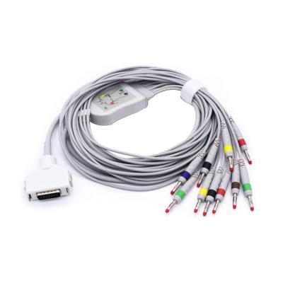 China Cable de una pieza de Fukuda Denshi ECG, cable durable de Ecg del conector pin del DB 15 en venta