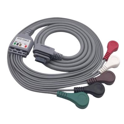 China 5/7 lead snap ECG GE SEER holter cable with snap ,IEC 2.5m Grey Color 2008594-001/2008594-002/2008594-004 for sale
