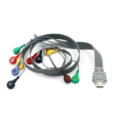 China Biocare Snap End TPU 10 Leads IH-12 HDMI 19 Pin ECG Patient Cable for sale