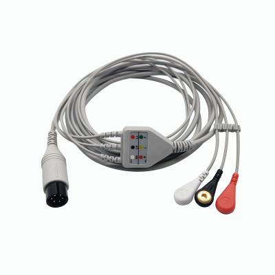 China Mindray / Goldway ECG Patient Cable , 6 Pin Medical Ecg Cable With Snap / Grabber for sale