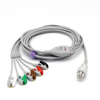 China Colin 5 Lead ECG Patient Cable 5.0mm Diameter 6 Hole Connector 3.6m Long for sale