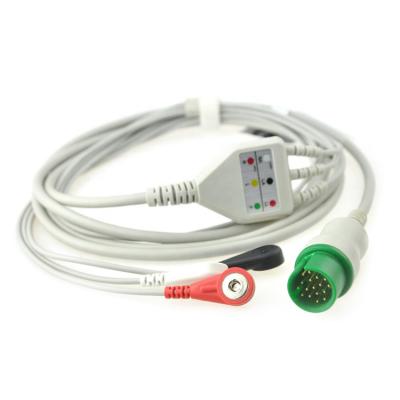 China 4.0mm Diameter Spacelabs Ecg Cable , 3/5Lead 17pin Ecg Cable With Lead Wire for sale