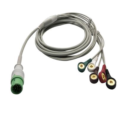 China Cable y Leadwires de la ventaja 12pins 5 ECG del gris C30 C40 los 3.6m para Comen en venta