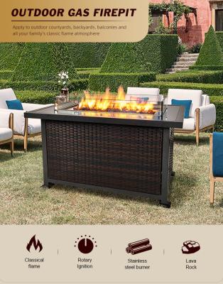 China Sunshine Rattan Plaited Articles Propane Table Top Fire Pit Patio Heater for sale