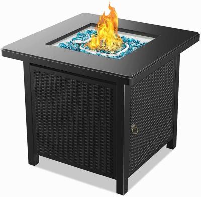 China Crater Rectangle Tabletop Fire Pit 28 Inch Steel With Cover Lid for sale