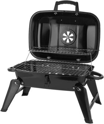 China Black Steel Folding Portable Charcoal Fire Pit Barbeque Camping for sale