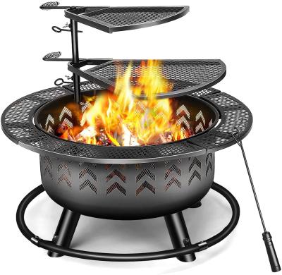 China 2 In 1 Portable Charcoal Fire Pit Bbq Outdoor For Wood Burning With Fireplace Poker for sale