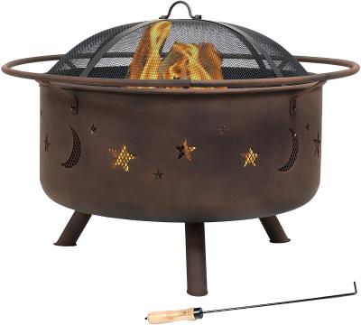 China 30'' portable charcoal fire pit Round Steel Deep Bowl Firepit Outside Patio for sale