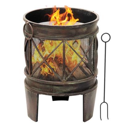 China Cast Iron Outdoor Portable Charcoal Fire Pit Heavy Duty Metal Grate Bronze for sale