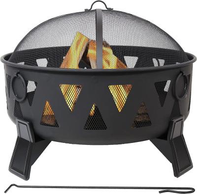 China Portable Steel Charcoal Fire Pit With Geometric Triangle Cutouts Outdoor for sale