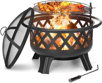 China Cooking Grate 30'' Portable Charcoal Fire Pit Wood Burning With Swivel Grill for sale