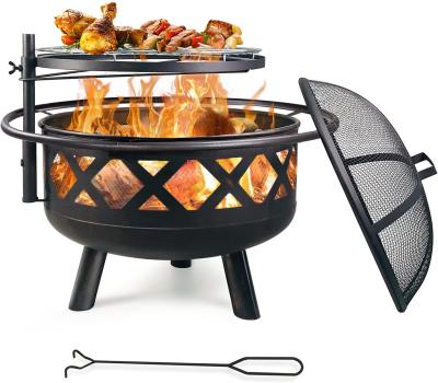 China 31 X 31 X 17 Inches Outdoor Wood Burning Fire Pit Steel BBQ Grill Firepit for sale