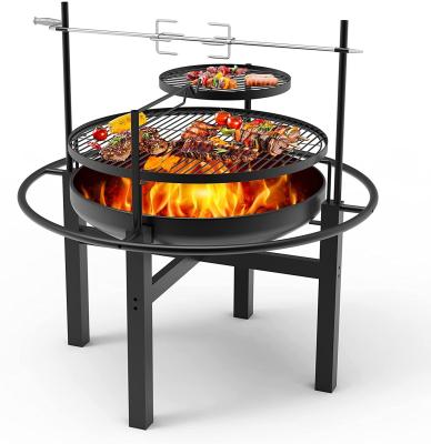 China 32'' Steel Barbecue Outdoor Wood Burning Fire Pit Backyard With Cooking Grill for sale