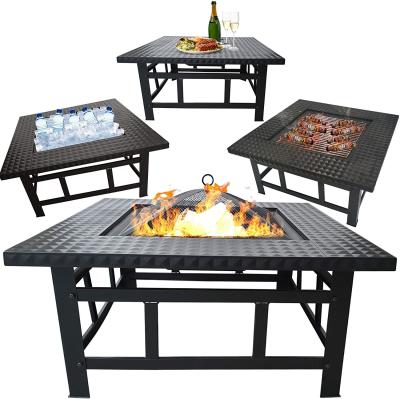 China 4 In 1 Wood Burning Barbecue Fire Pit Log Grate, Grill, Mesh Lid, Dining Cover for sale