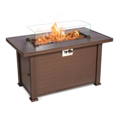 China 50,000BTU Auto Ignition Propane Fire Pit Black Tempered Glass Top Clear Glass Rock for sale