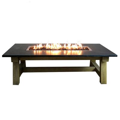 China Black Indoor Decor Dining Square Fire Pit Table Rectangular Workshop Coffee for sale