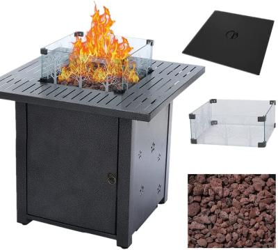 China 28in Gas 50000 BTU Outdoor Garden Square Fire Pit Table For Outside Propane for sale