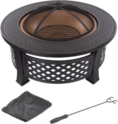 China Wood Burning Barrel Modern Wood Burning Fire Pit With Spark Screen Wood Pole for sale