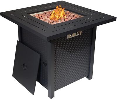 China 50,000 BTU 28'' Square Fire Pit Table Outdoor Propane Brazier With Lid for sale