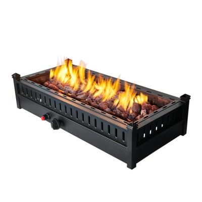 China Mini Outdoor Alloy Rectangular Table Top Fire Pit Propane Gas for sale