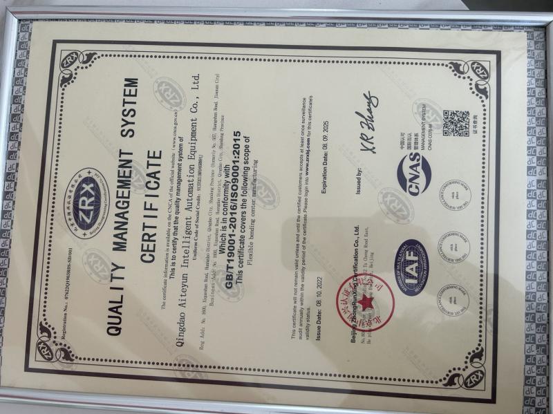 ISO9001:2015 - Qingdao Aiotek Intelligent Equipment Co., Ltd.