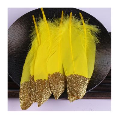 China Gold Plated Feather Home Decor Double Color Goose Feather Party Wedding Decoration for sale