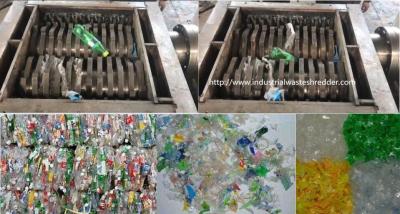 China Protección contra sobrecarga automática de papel del plástico de la bala de las botellas del eje dual inútil de la picadora en venta