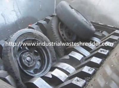China Double Shaft Waste Tire Shredder , Industrial Truck Tire Shredding Machine for sale