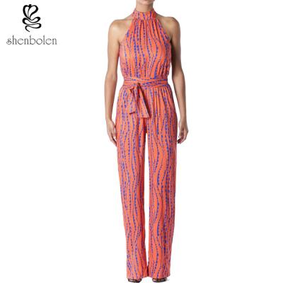 China Halter Neck African Print Jumpsuit , Latest Ankara Attire Jumpsuits Styles for sale